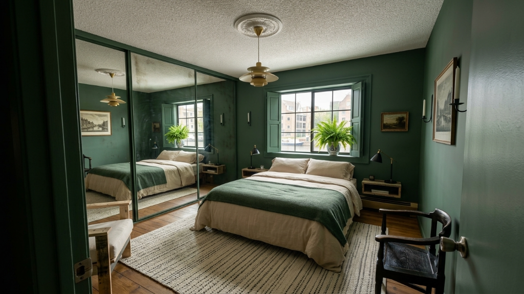 Bedroom redesigned in serene sage green style