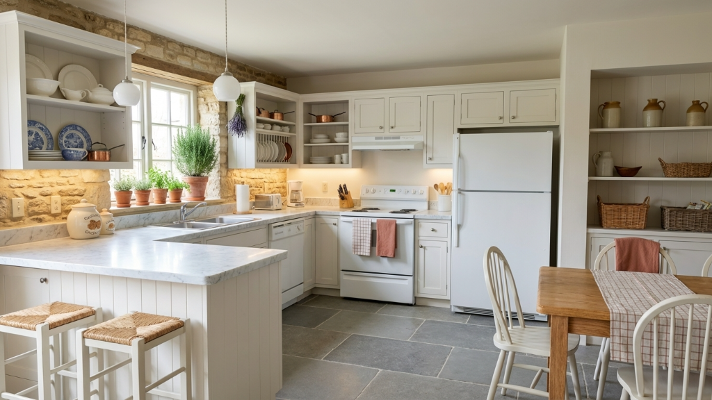 Charming Cotswold farmhouse kitchen with stone walls