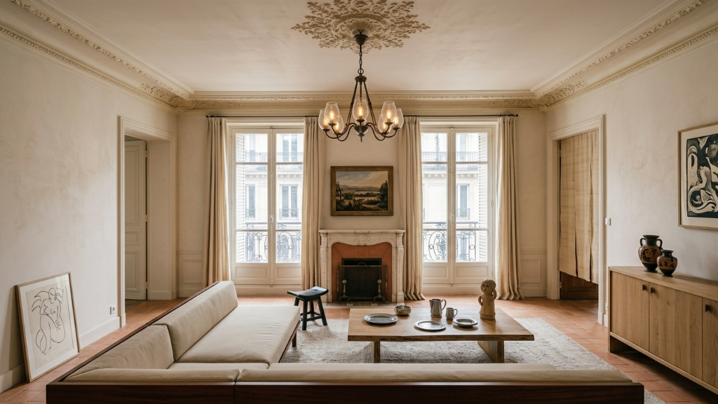 Elegant Parisian salon living room